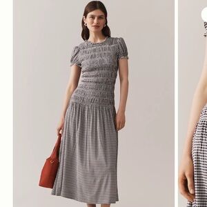 Reformation Kiria Puff-Sleeve Smocked A-Line Maxi Dress, SIZE 8